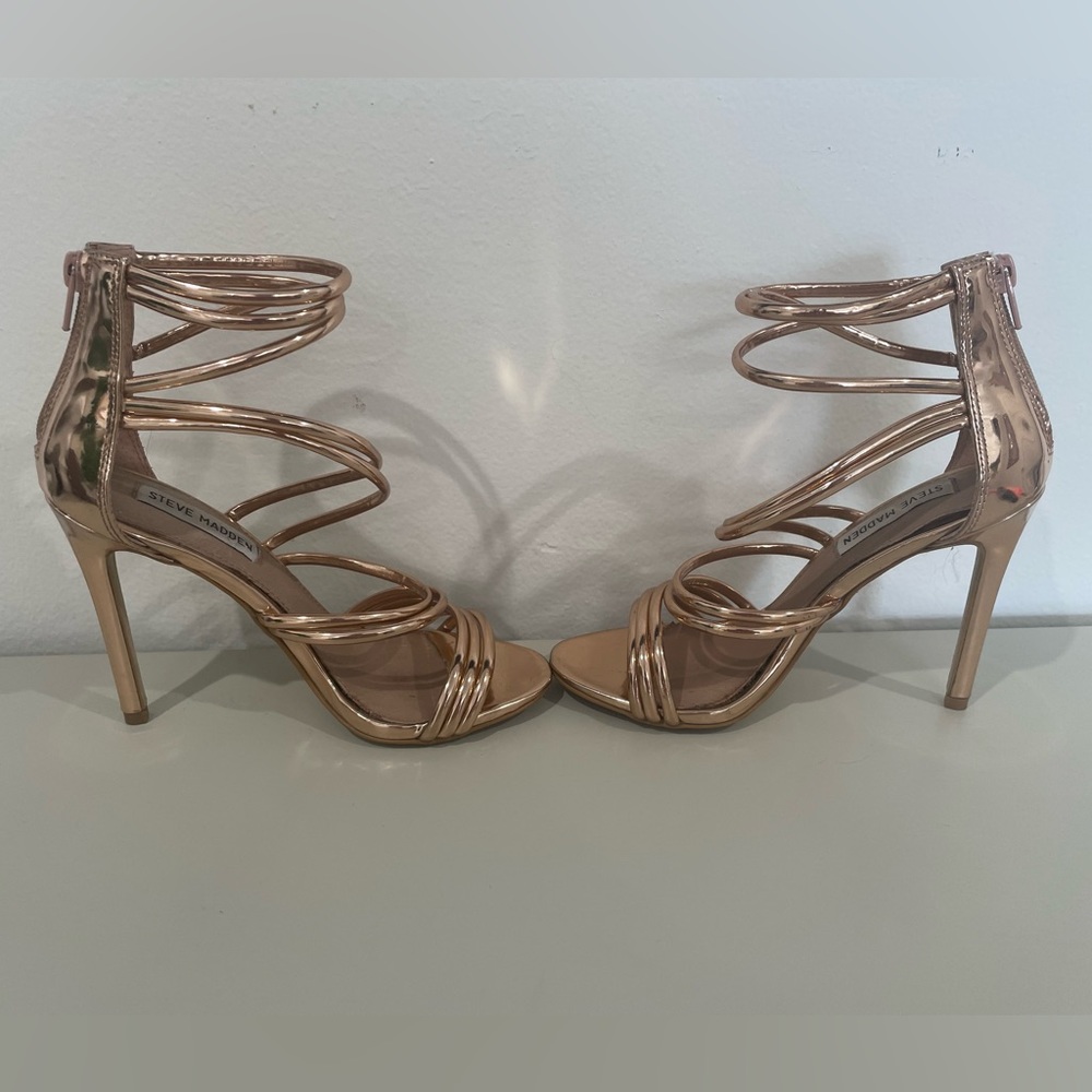 Steve Madden Strappy Rose Gold Heels - Picture 5 of 7